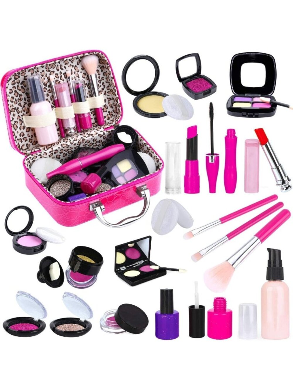 Kids Pretend Play Makeup Set with Cosmetic Bag - Fun Toy Makeup Kit for Girls 3